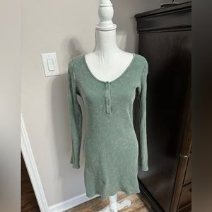 Victoria’s Secret Olive Green Acid Wash Waffle Long Sleeve Dress